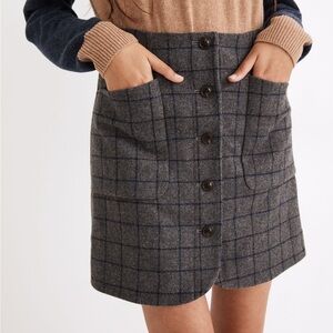 Madewell Wool Button-Front Mini Skirt in Windowpane - Size 2